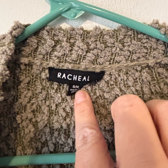 3/$20 Racheal Green Textured Open Front Long Sleeve Cardigan - Picture 3 of 4